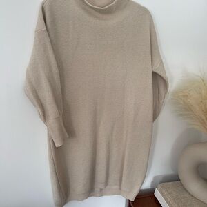 Chic Beige Sweater Midi Dress